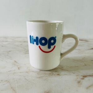 TUXTON Vintage White Blue Red IHOP Coffee Mug Cup Restaurant Ware Pancakes House